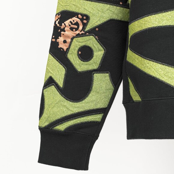 Kenzo Black & Green Gear-Patch Cotton Sweatshirt - Picture 6 of 10